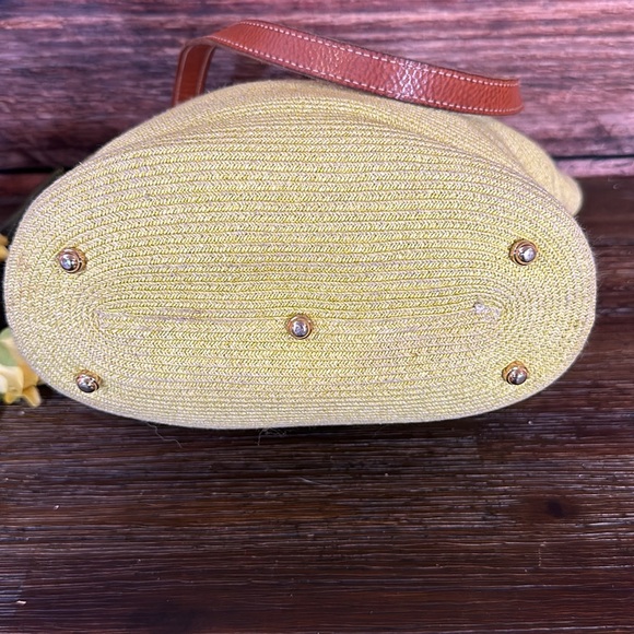 ERIC JAVITS Raffia Leather-Trimmed Shoulder Bag in key line green! - Picture 7 of 8